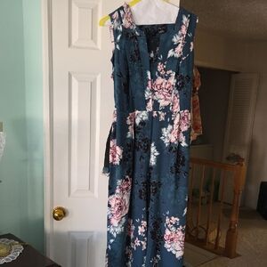 City Chic Floral Jumpsuit - Green and Pink